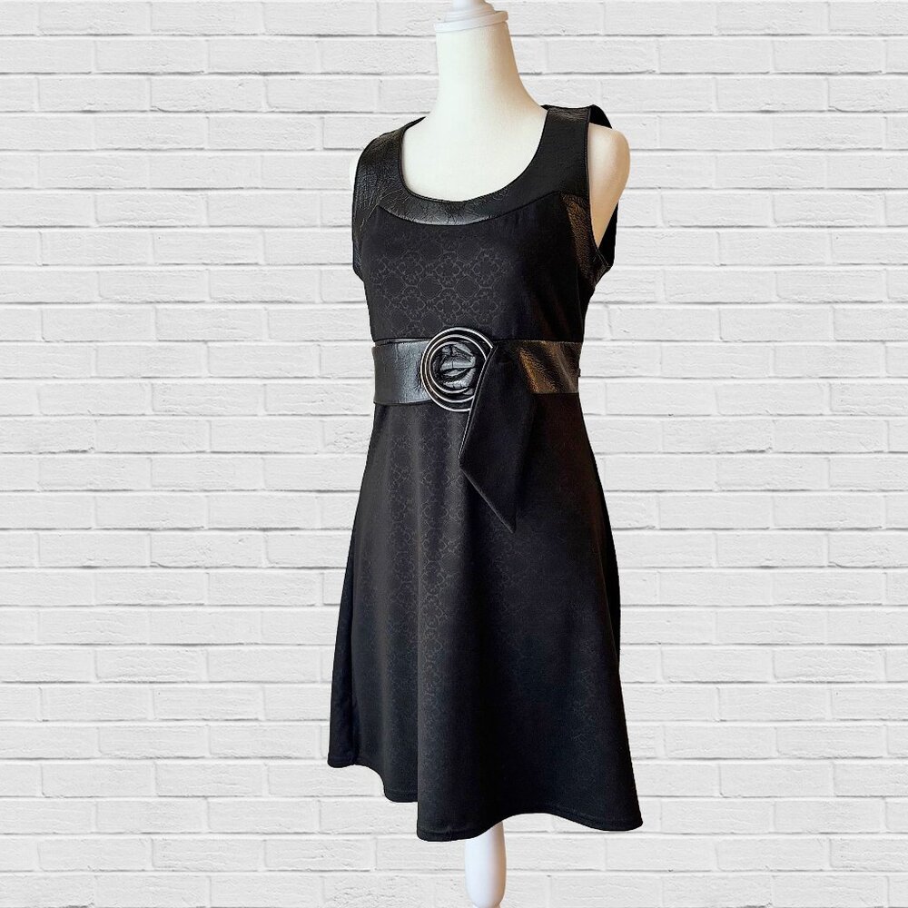 Paris empire waist black damask sleeveless dress